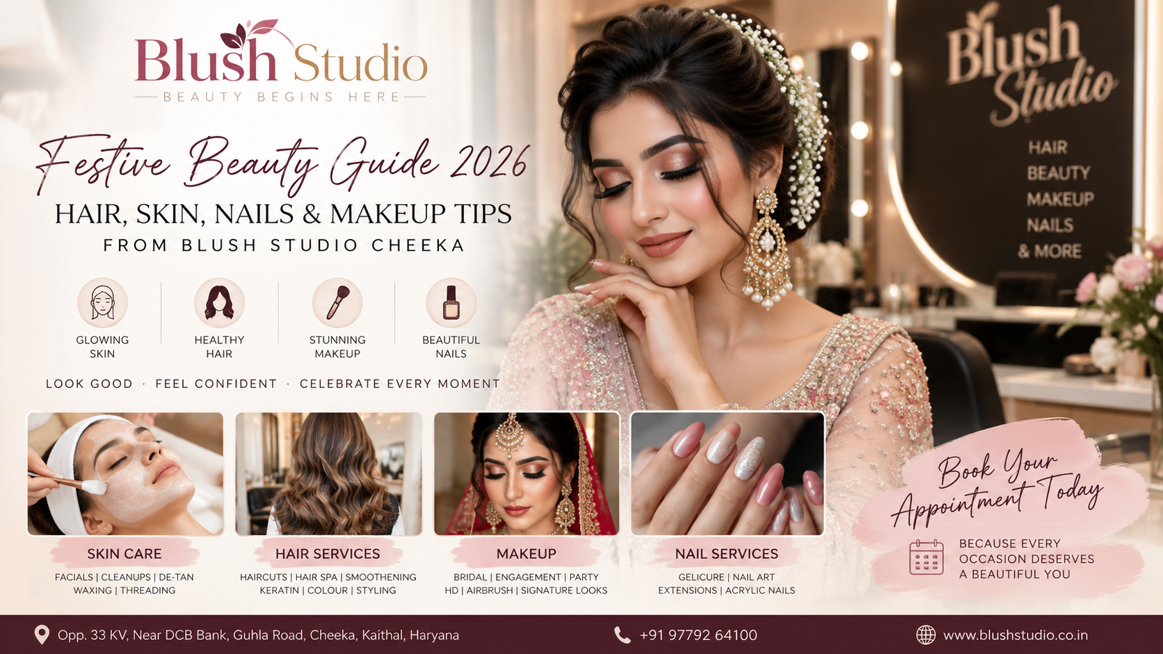 Festive Beauty Guide 2026: Hair, Skin, Nails & Makeup Tips from Blush Studio Cheeka
